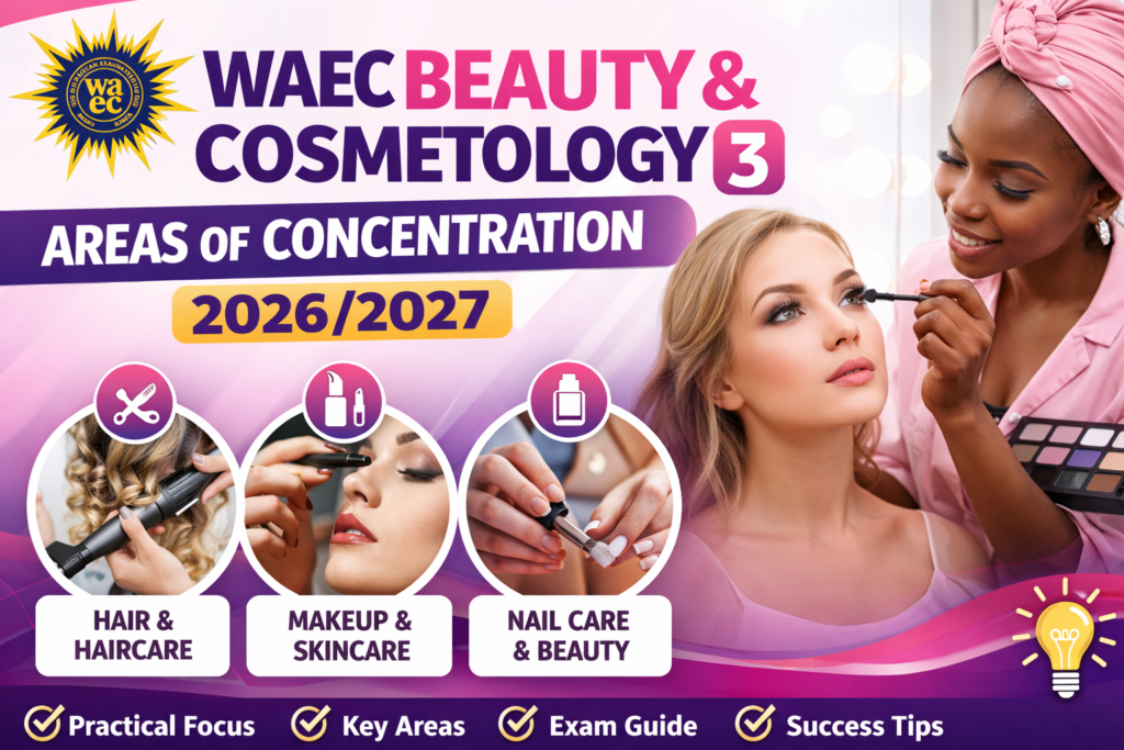 WAEC Beauty & Cosmetology 3 Areas of Concentration 2026/2027