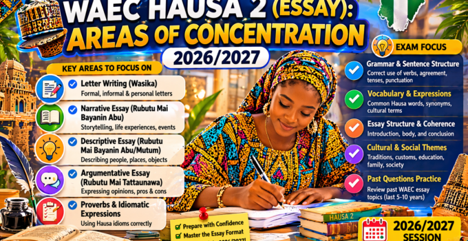 WAEC Hausa 2 (Essay): Areas Of Concentration 2026/2027