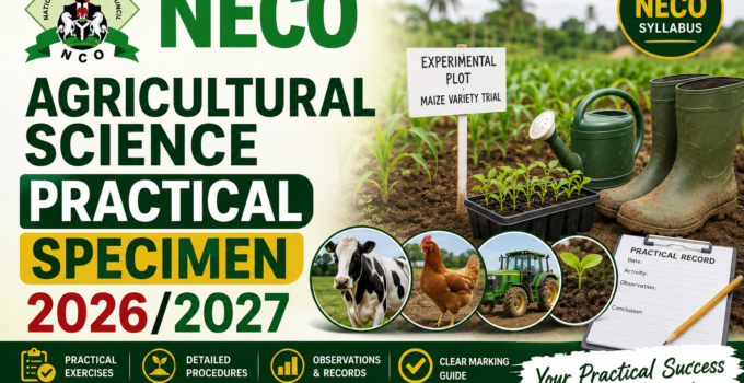 NECO Agricultural Science Practical Specimen 2026/2027